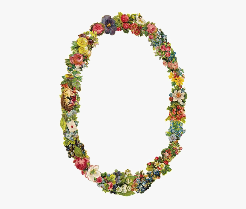 กรอบรูป - Border Oval With Flowers, HD Png Download