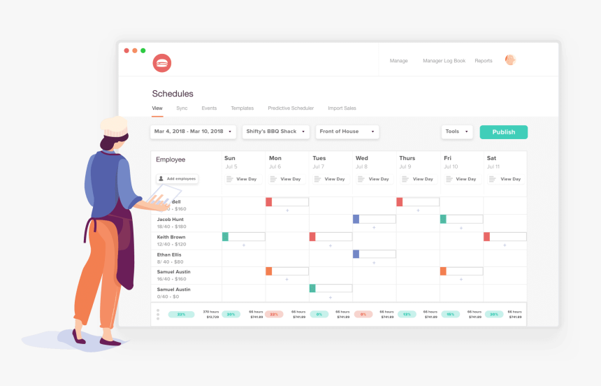 Restaurant Employee Scheduling Web App Illustration - 7shifts Scheduling, HD Png Download