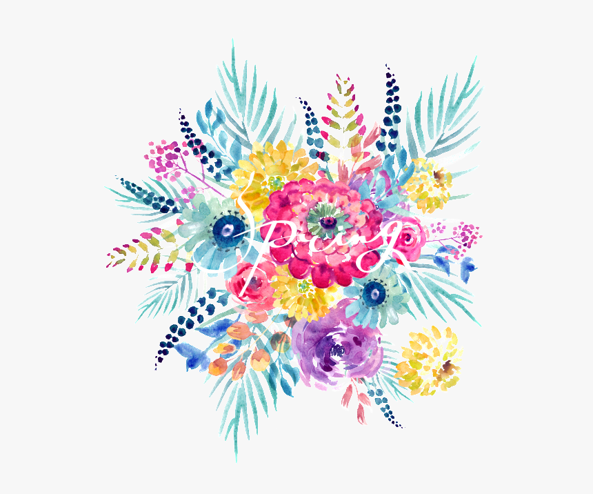 Dazzling Flower Bushes With Transparent Material - Watercolor Painting, HD Png Download