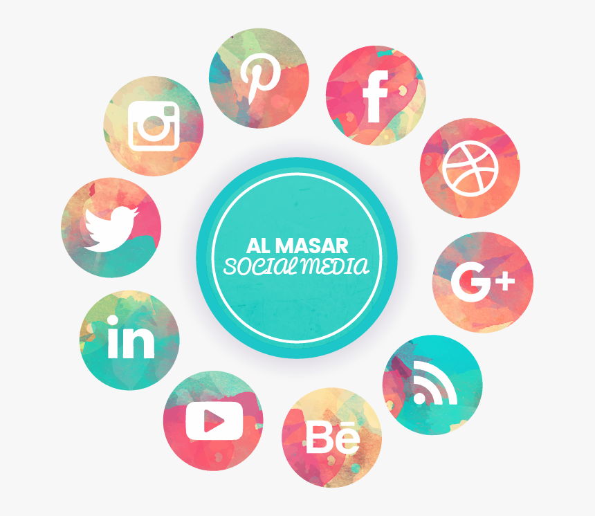 Al Masar Media Social Media Marketing - Watercolor Social Media Icons, HD Png Download