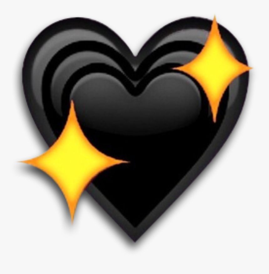 #black #heart #emoji #sparkle #sparkly #sticker #freetoedit - Black Heart With Stars Emoji, HD Png Download