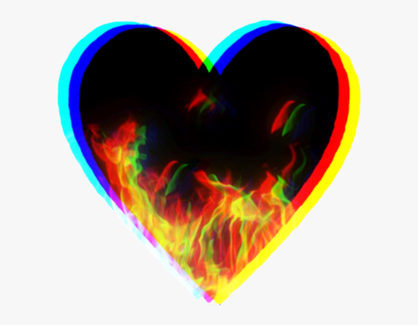 #heart #black #glitch #fire #red #yellow #freetoedit - Heart, HD Png Download