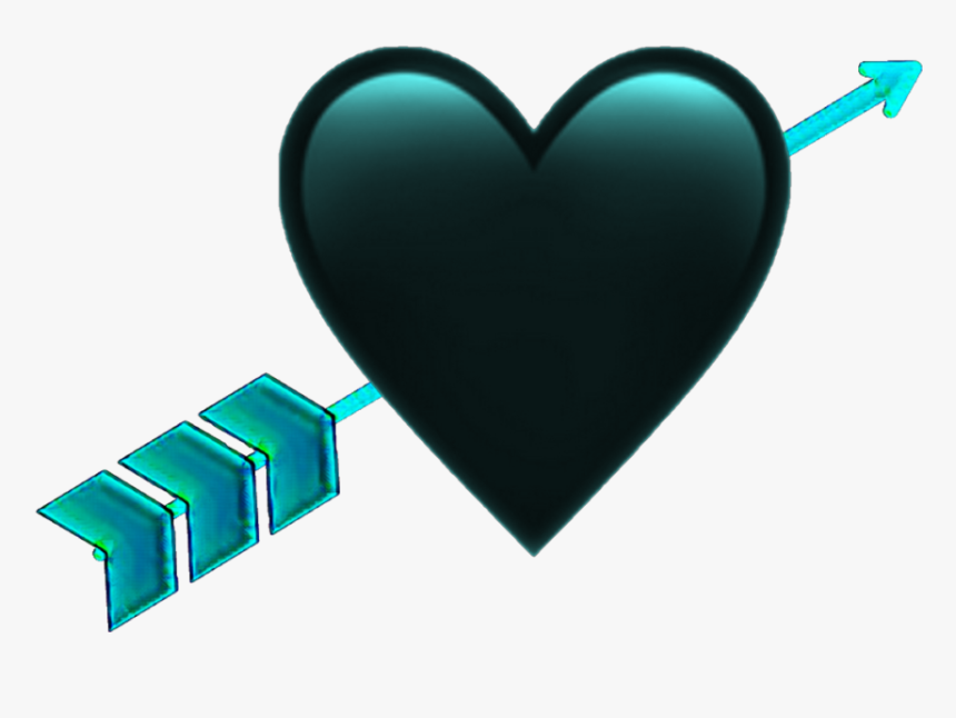 #heart #blackheart #heartwitharrow #black #turquoise - Heart, HD Png Download