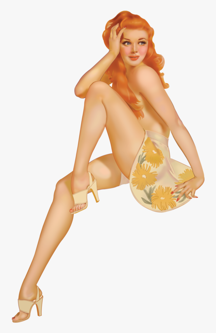 #ftestickers #woman #sitting #pinupgirl #vintage #retro - Pin Up Girl Transparent Background, HD Png Download