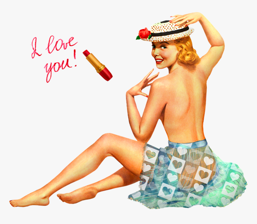 Vintage Pin Up Calendar Art July, HD Png Download