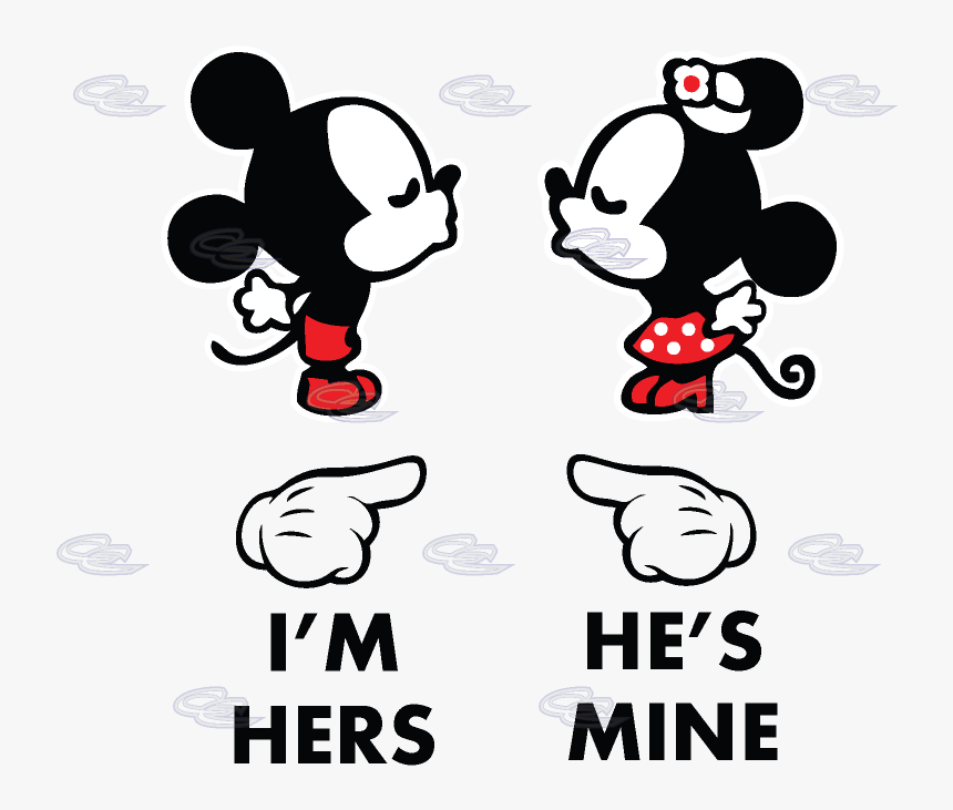 Home Page Shops Married With Mickey I’m Hers He’s Mine - Mickey And Minnie Love Drawings, HD Png Download