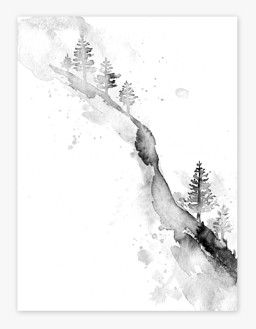 Watercolor Tattoo Black And White Tree, HD Png Download