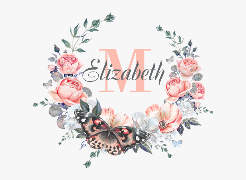 Peach Floral Wreath Monogram Tile Coaster - Girly Posters, HD Png Download