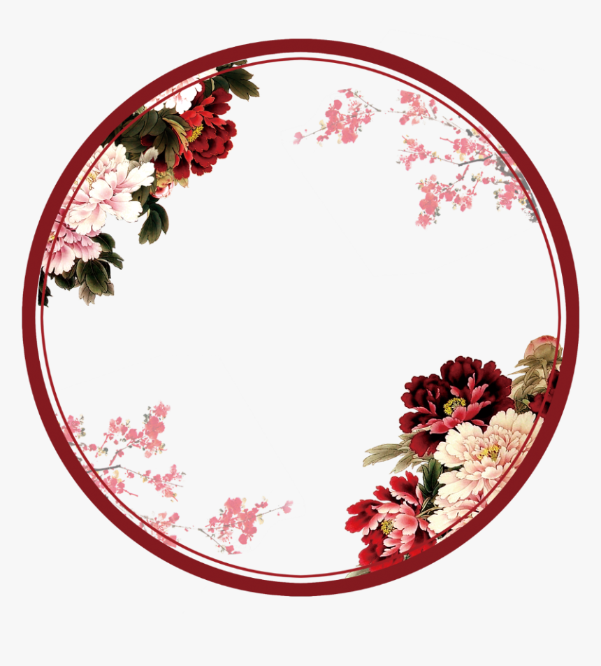 Transparent Clipart Rahmen Blumen - Chinese Flower Design Background, HD Png Download