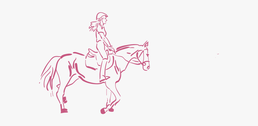 Girl Riding A Horse Vector Illustration - Clipart Girl Riding Horse Drawing, HD Png Download