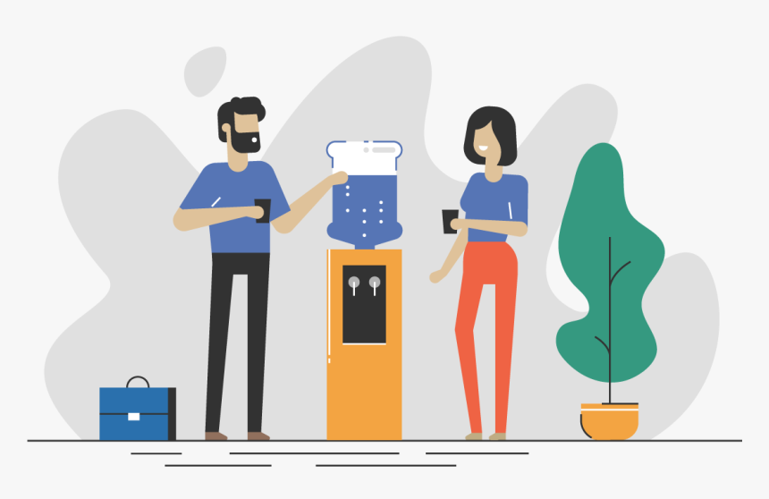 Engaged Employees Enjoying A Conversation At A Water - Cartoon, HD Png Download