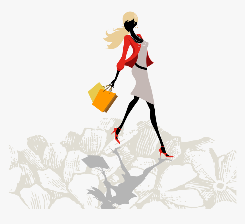 Fashion Euclidean Vector Illustration - Women With Shopping Bags, HD Png Download
