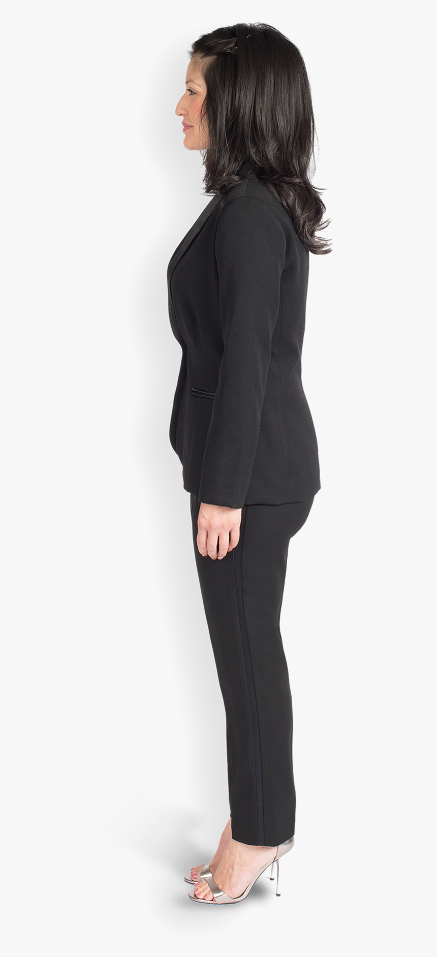 Women S Shawl Lapel Black Tuxedo - Women's Side View, HD Png Download