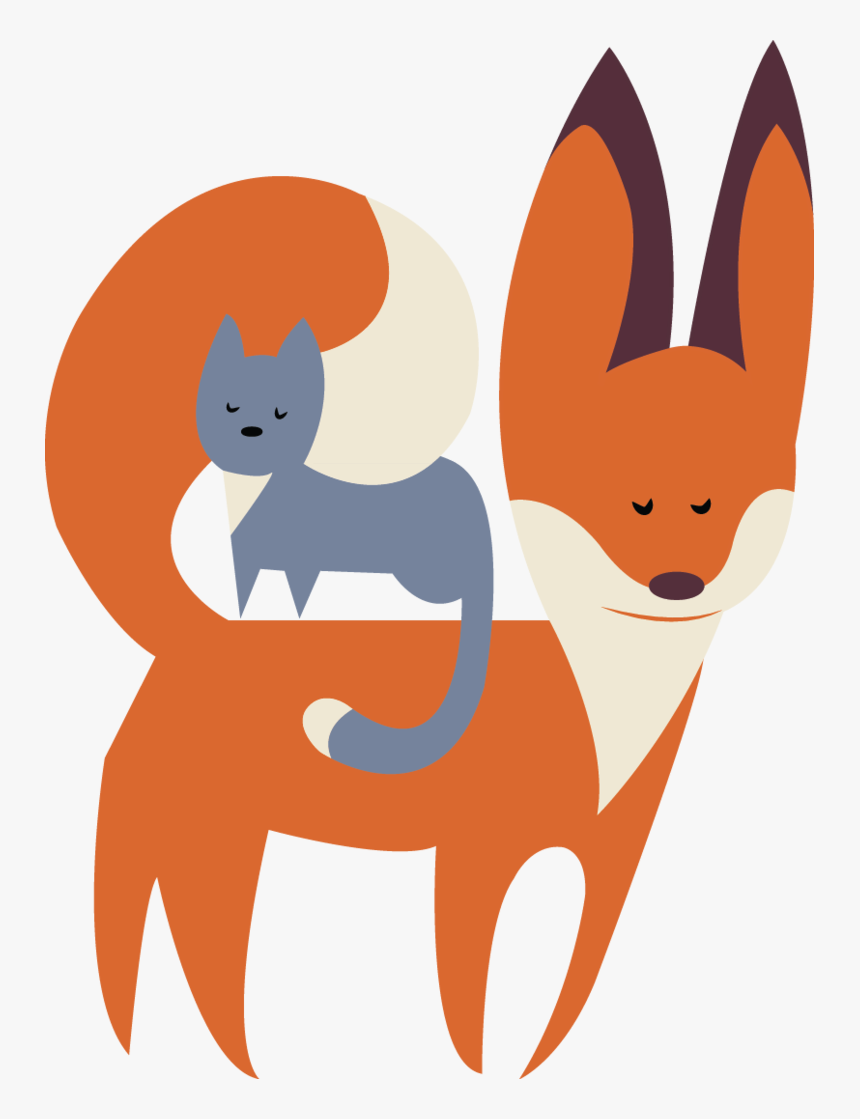 Fox Clipart Cat - Fox And Cat Cartoon, HD Png Download