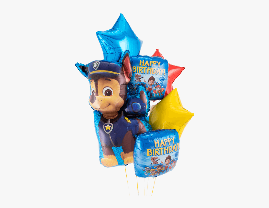 Paw Patrol Chase Birthday Foil Balloon Bouquet - Cartoon, HD Png Download