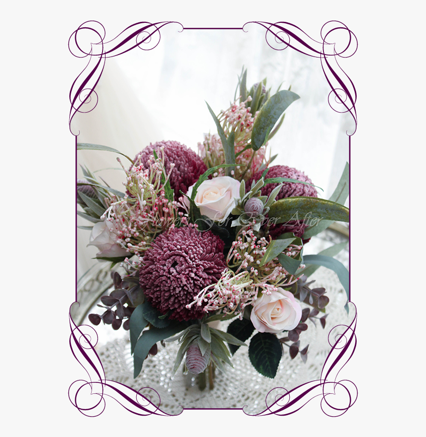 Silk Artificial Native Australian Burgundy And Blush - Wedding Basket For Flower Girl, HD Png Download