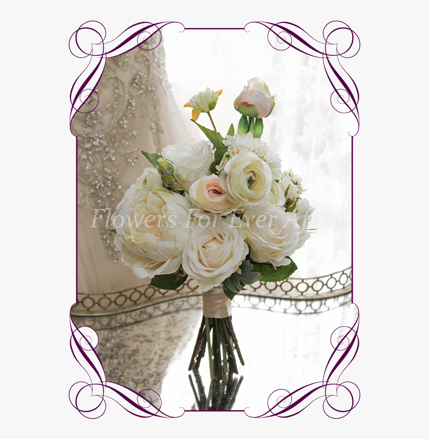 A Romantic Real Looking Silk Artificial Bridal Bouquet - Wedding Basket For Flower Girl, HD Png Download