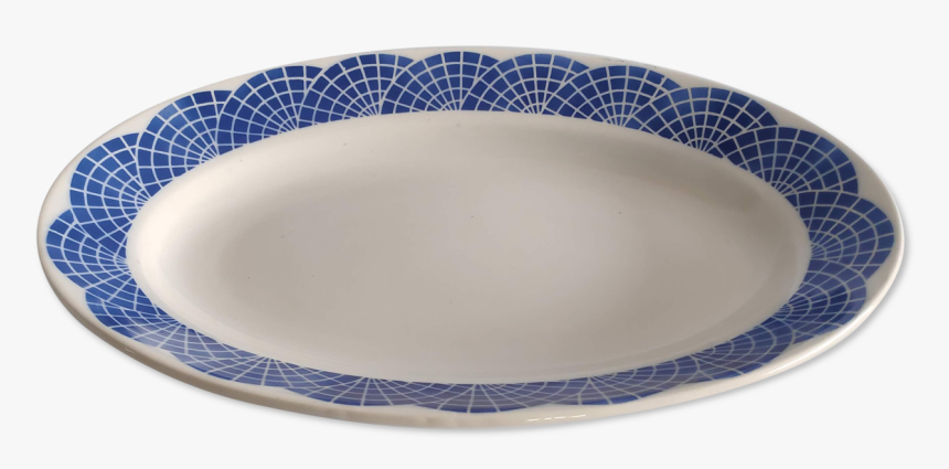 Flat Oval Vintage Years Blue Geometric Pattern 70 Wolves - Ceramic, HD Png Download