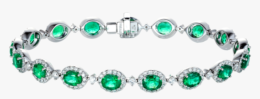 Oval Cut Emerald And Diamond Regal Bracelet - Bracelet, HD Png Download