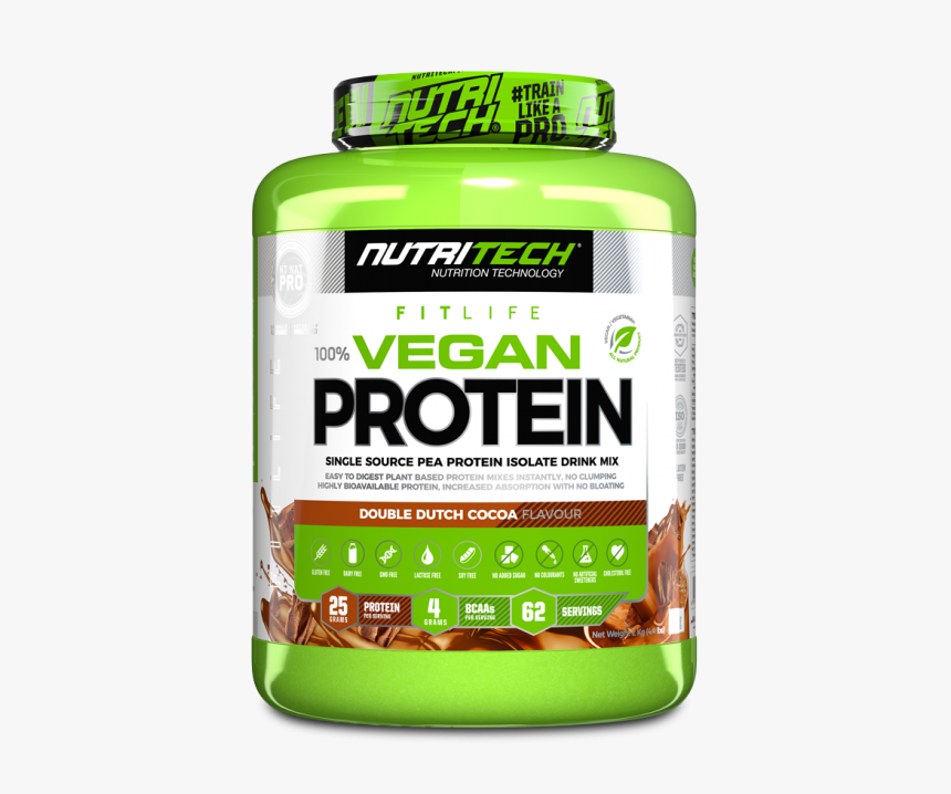 Vegan Protein 100% Pea Isolate 2kg - Nutritech Vegan Protein, HD Png Download