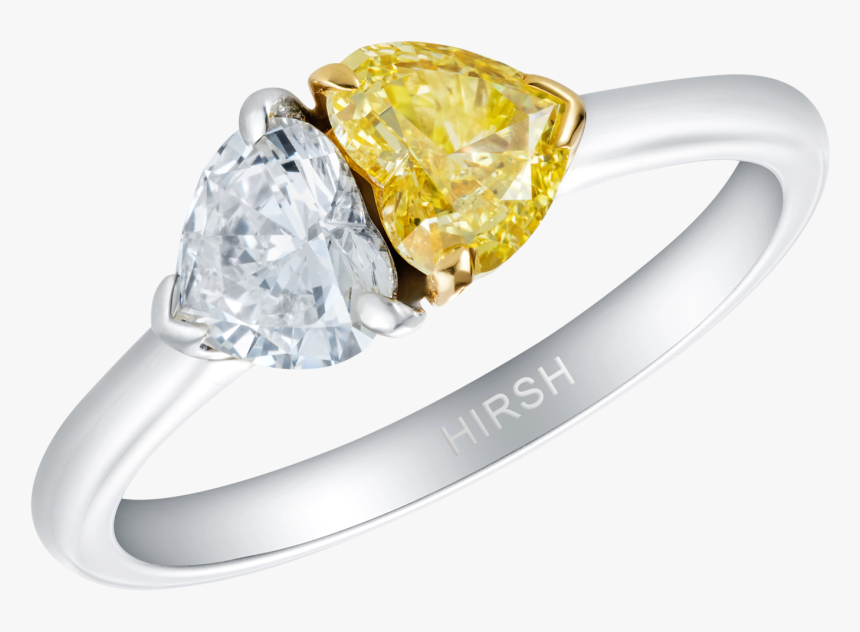 Duet Yellow And White Heart Shape Diamond Ring - Yellow Diamond Heart Shape, HD Png Download