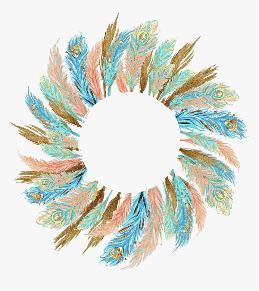 #feather #featherwreath #bohemian #boho #colourful - Bohemian Background Feathers Png, Transparent Png
