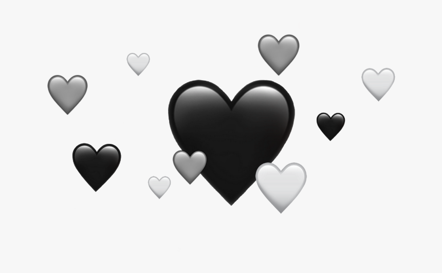 #greyscale #hearts #emoji #iphone #monochrome #blackandwhite - Heart, HD Png Download
