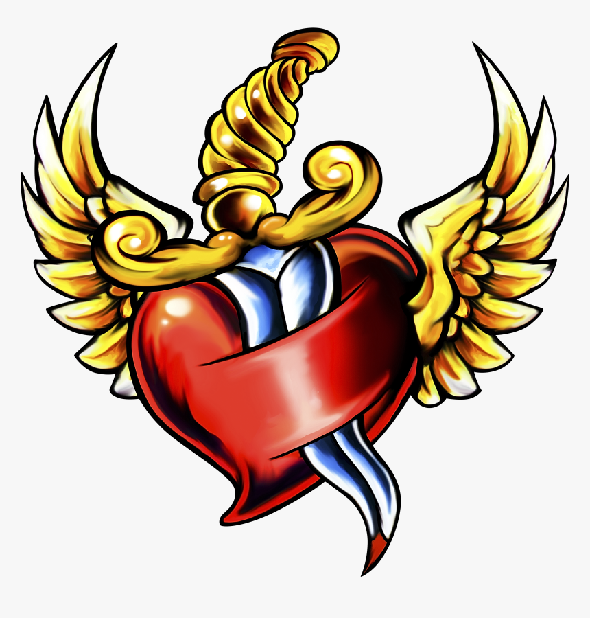 Wing Heart Clipart Clip Art Royalty Free Dagger Heart - Heart With Wings Transparent, HD Png Download