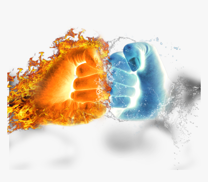 #amazing #creation #hands #fire #water @taylor Fotoshop - Water And Fire Hand, HD Png Download