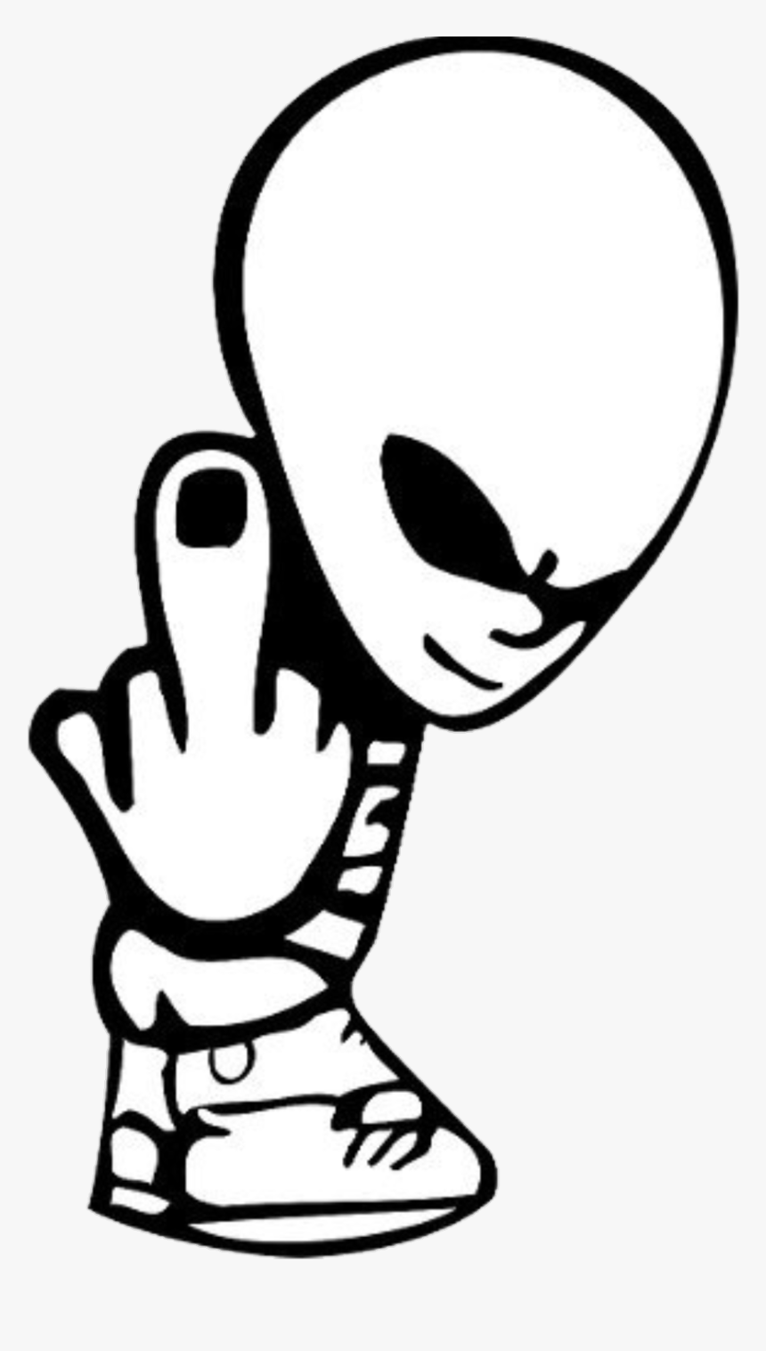 #alien #fuckyou #middlefinger - Calvin Peeing Middle Finger, HD Png Download