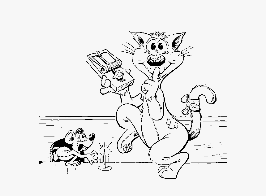 Gato Colocando Ratoeira - Mouse Trap Coloring Pages, HD Png Download