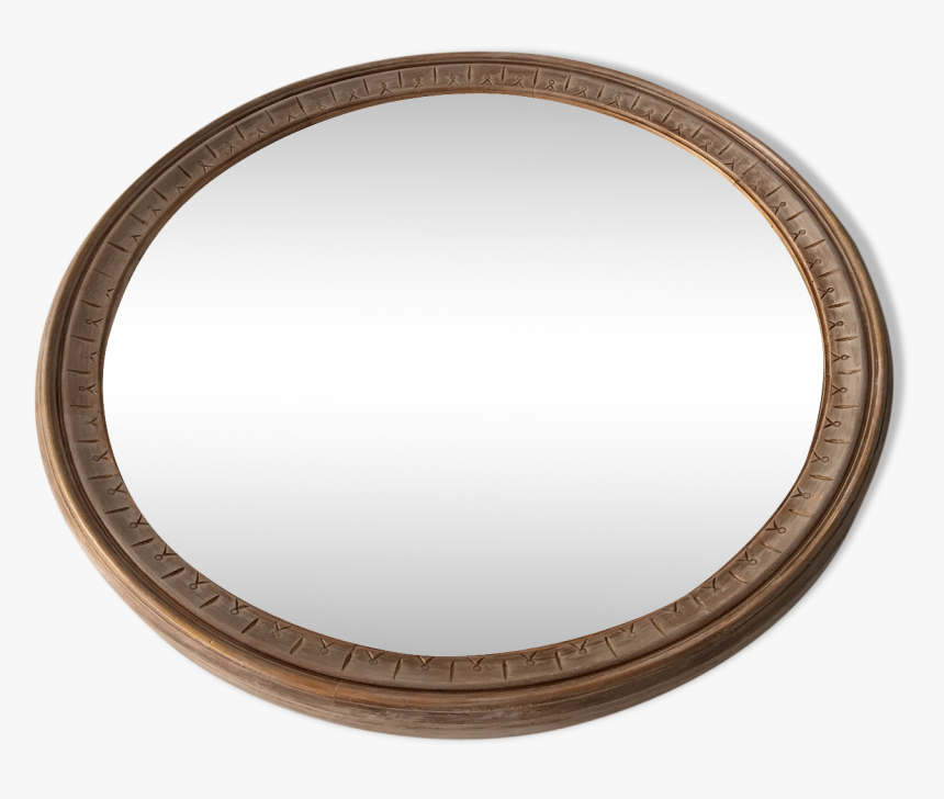 Large Round Mirror Frame Patinated Wood 70 Cm Src Circle, HD Png
