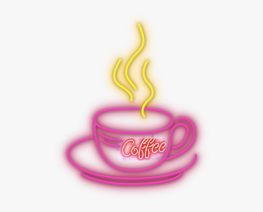 #coffee #neon #pink #yellow #coffeestickers - Coffee Cup Neon Png, Transparent Png