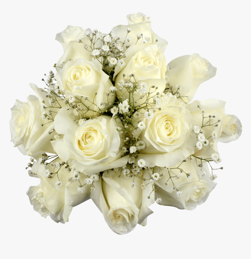 White Roses With Babys Breath Floral Arrangements - Floribunda, HD Png Download