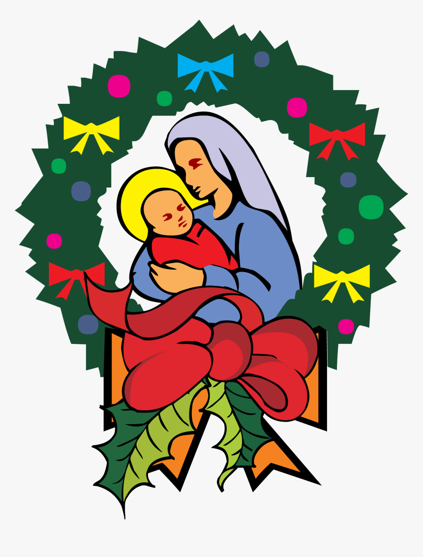 Christmas Wreath Clipart Picture Freeuse Download Free - Baby Jesus Christmas Clipart, HD Png Download