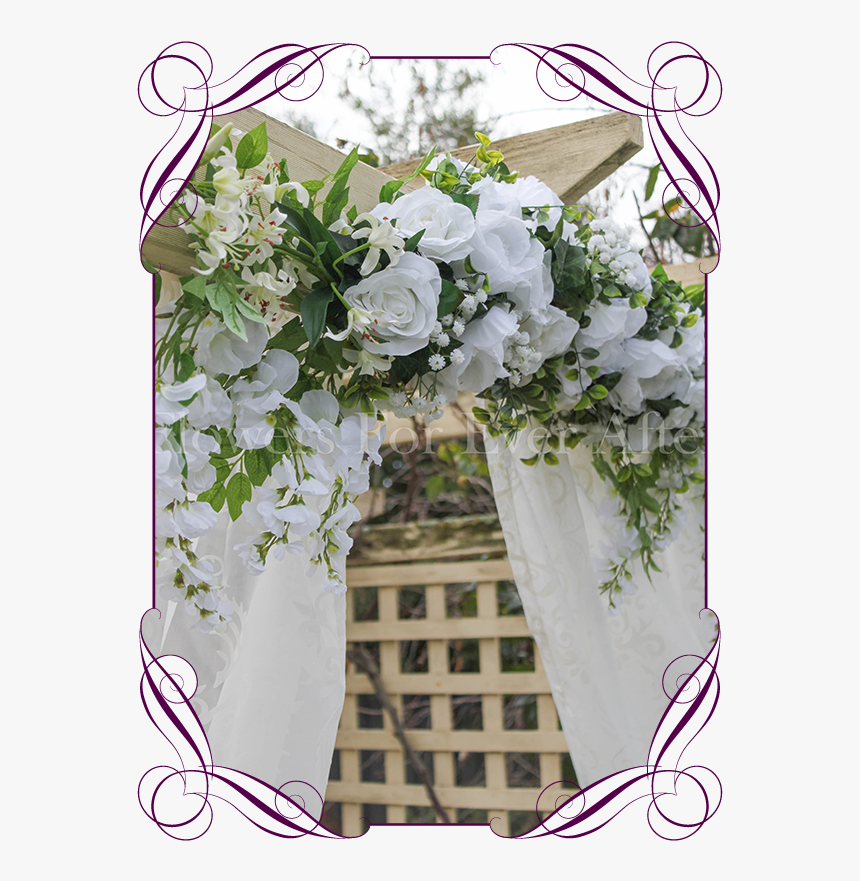 Silk Artificial White Roses, Peonies, Wisteria, Baby - Bouquet, HD Png Download