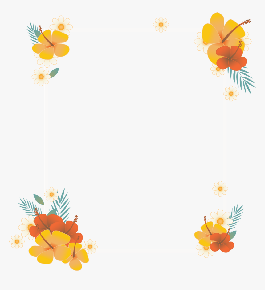 Frame Border Flowers Tropical Ftestickers - Portable Network Graphics, HD Png Download