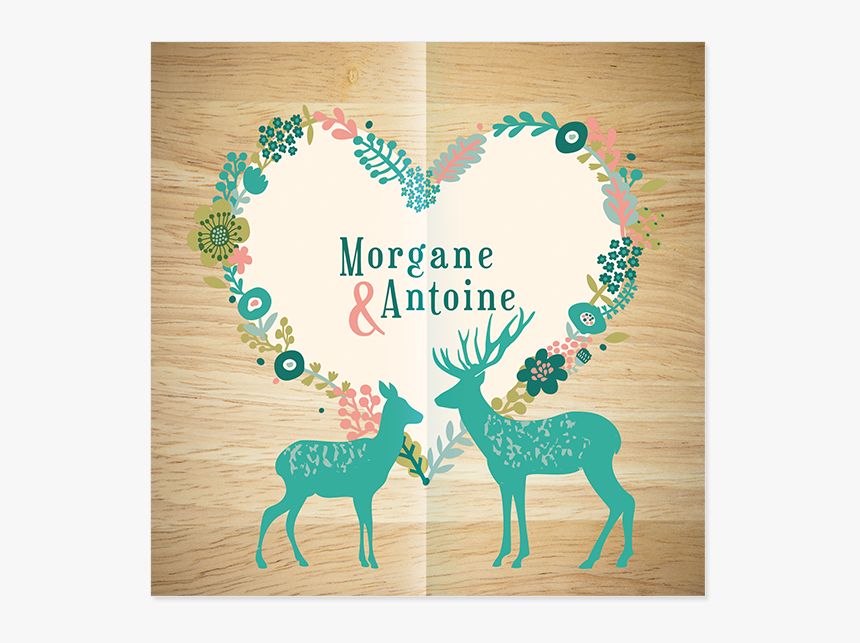 Faire-part De Mariage Montagnard, Couronne De Fleurs - Faire Part Mariage Cerf, HD Png Download