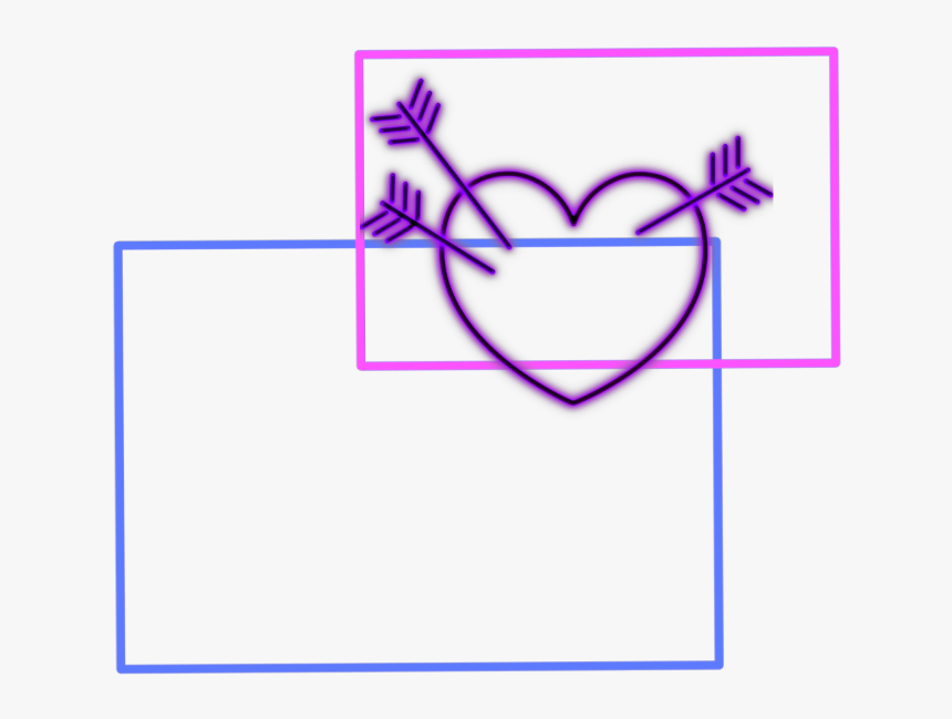 #mq #square #hearts #neon #frame #frames #border #borders - Line Art, HD Png Download