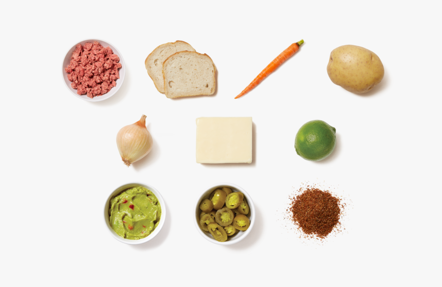 Mexican-style Patty Melt With Potato Wedges & Guacamole - Food, HD Png Download