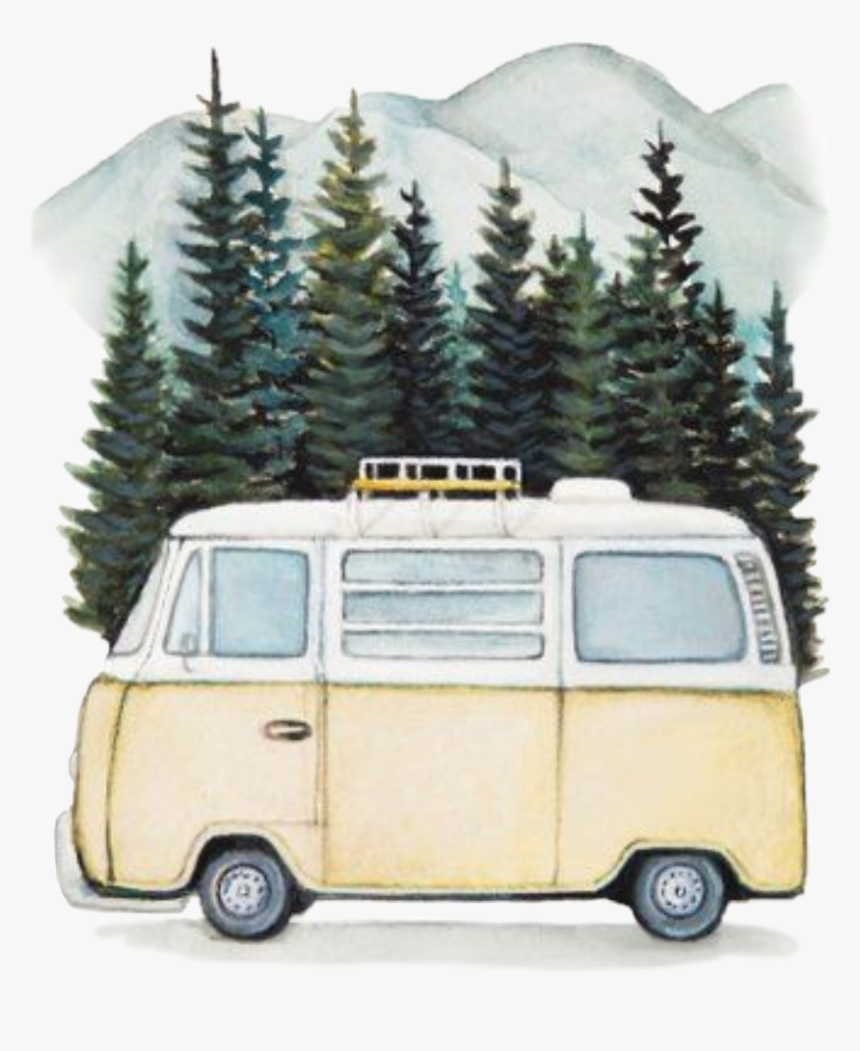 #camper #van #wanderlust #camping #travel #tour #png - Vw Bus Adventure Awaits, Transparent Png