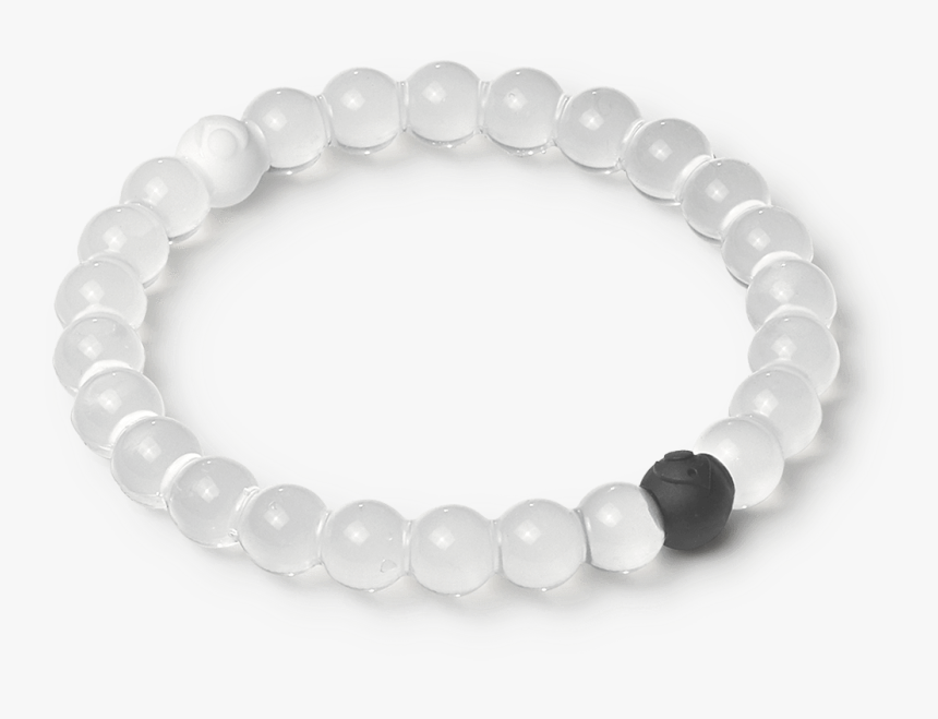 Side Angle Of Clear Silicone Beaded Bracelet - Bracelet White Black Beads, HD Png Download