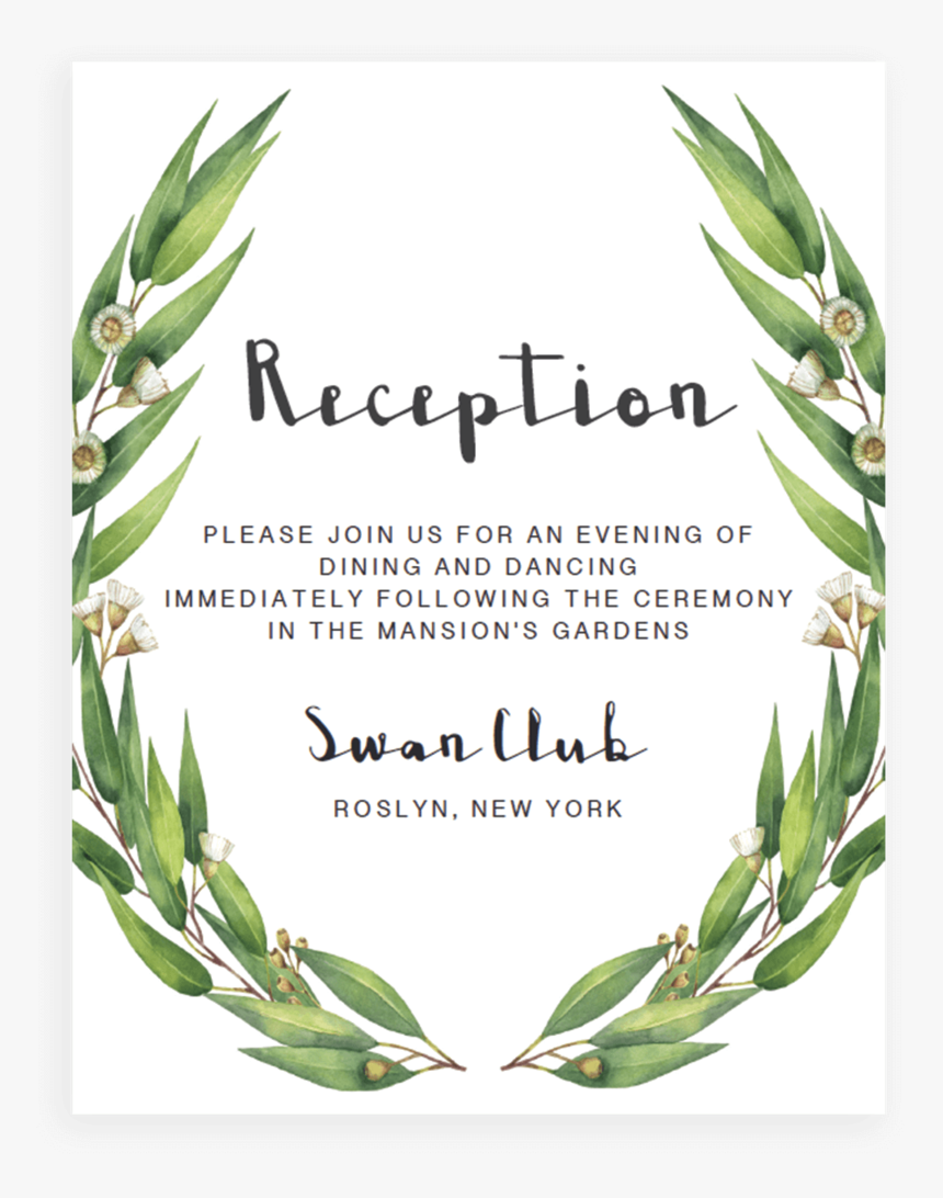 Watercolor Greenery Wedding Reception Invitation Template - Illustration, HD Png Download