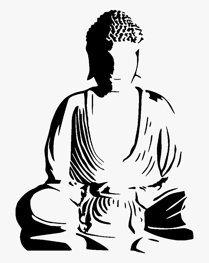 Buddhism Drawing Stencil Huge Freebie Download For - Clipart Buddha Silhouette Png, Transparent Png