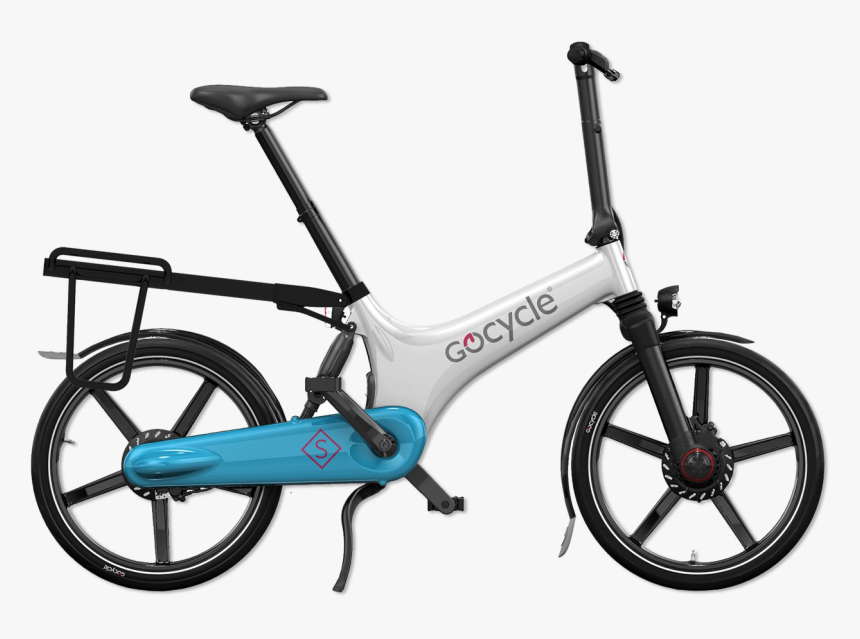 White/ Lightblue - Folding Electric Bikes, HD Png Download