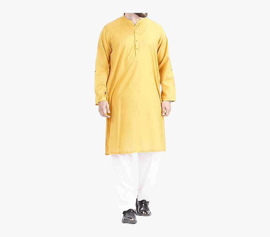 Yellow Cotton Men Kurta Collection - Silk, HD Png Download