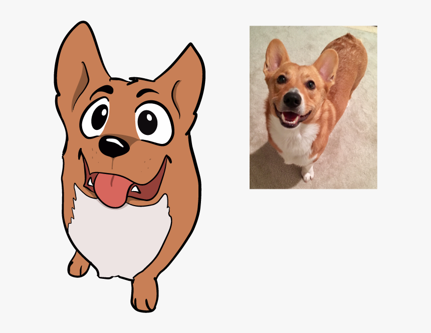 Atlas The Corgi Illustrator Pets Caricature Cartoon - Pembroke Welsh Corgi, HD Png Download