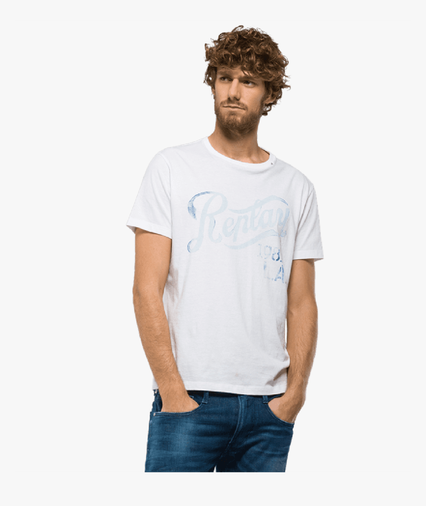 Replay White T-shirt Man - T-shirt, HD Png Download