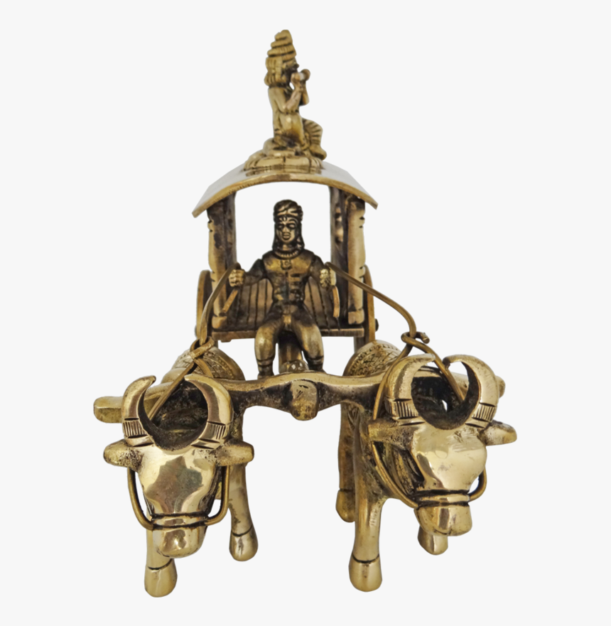 Lord Krishna Sitting In Bullock Cart Brass Statue, - Robot, HD Png Download