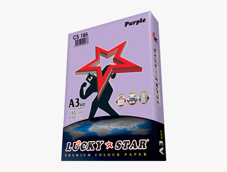 Purple - Lucky Star A4 Paper 80gsm, HD Png Download